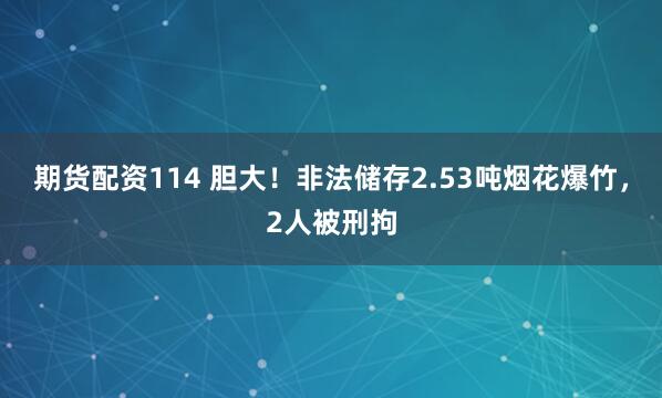期货配资114 胆大！非法储存2.53吨烟花爆竹，2人被刑拘
